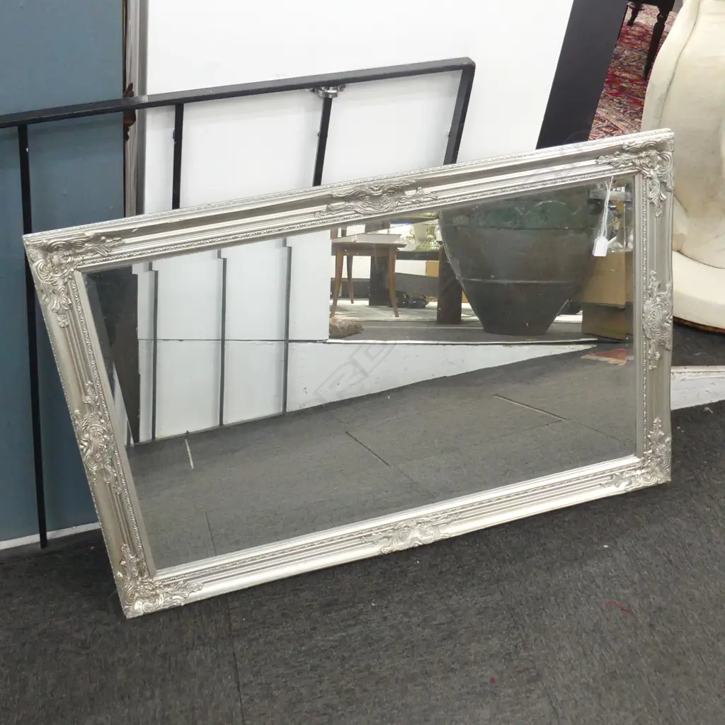 LG MODERN SILVER FRAMED MIRROR 735x1140mm small crack to Image 1++
