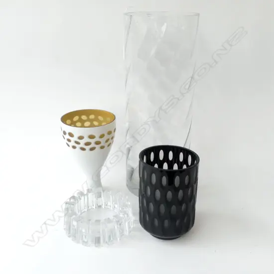 4 PCES GLASS INCL. LG KROSNO VASE H.500mm