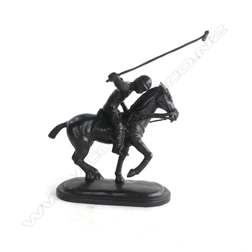 BRONZE POLO HORSE & RIDER H.320mm Image 1++
