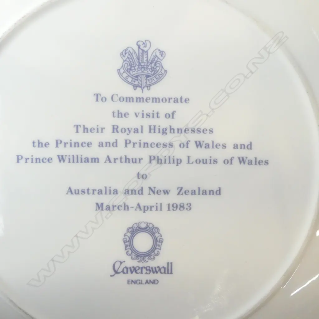 TWO CAVERSWALL PRINCESS DIANA CABINET PLATES 1981 WEDDING LTD.ED. & NZ ROYAL VISIT 1983, D.270MM & D.210MM Image 1++
