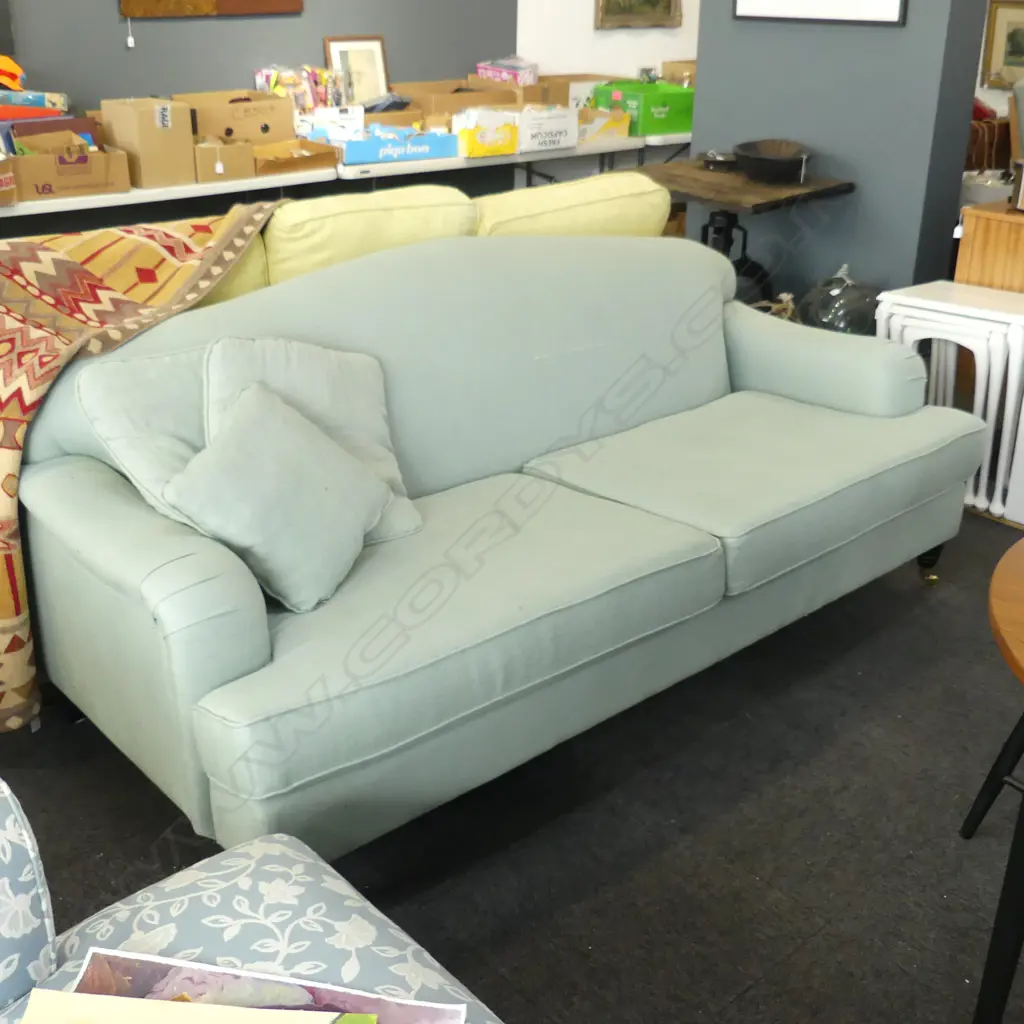 DANSKE MOBLER DUCK EGG BLUE LINEN SOFA 2150x1000x900mm Image 1++