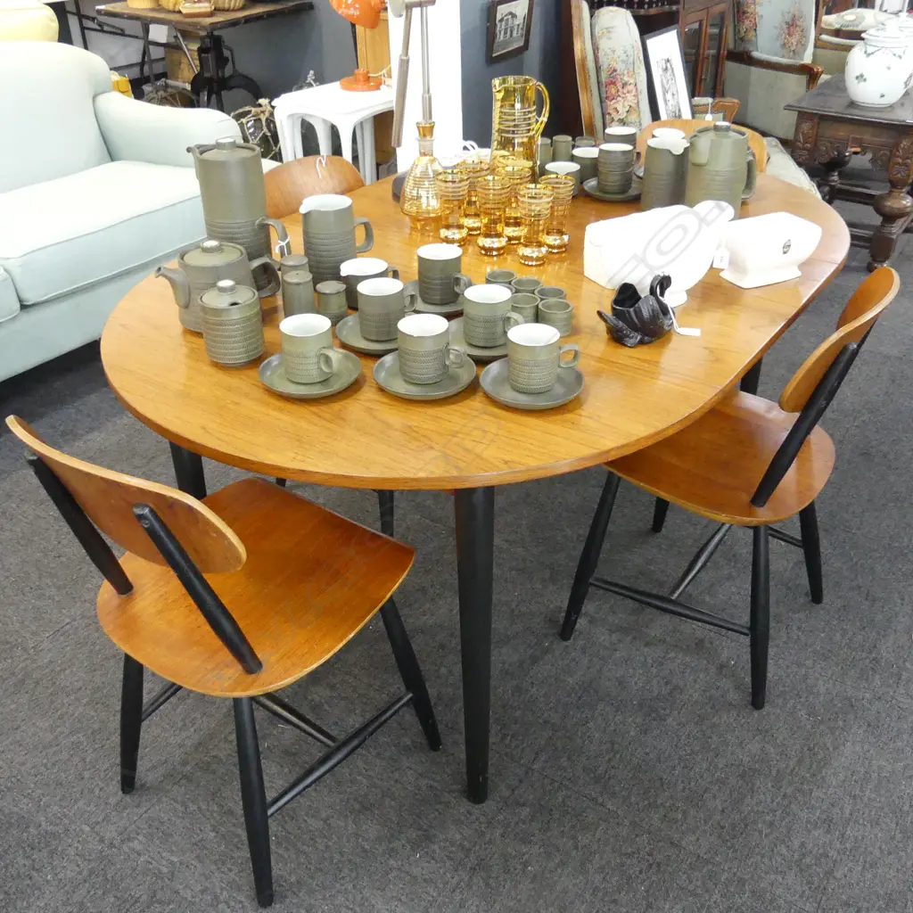 NASSJO STOLFABRIK (SWEDISH 1960's) TEAK extension DINING TABLE & 4 chairs MATCHING with maker's mark Image 1++