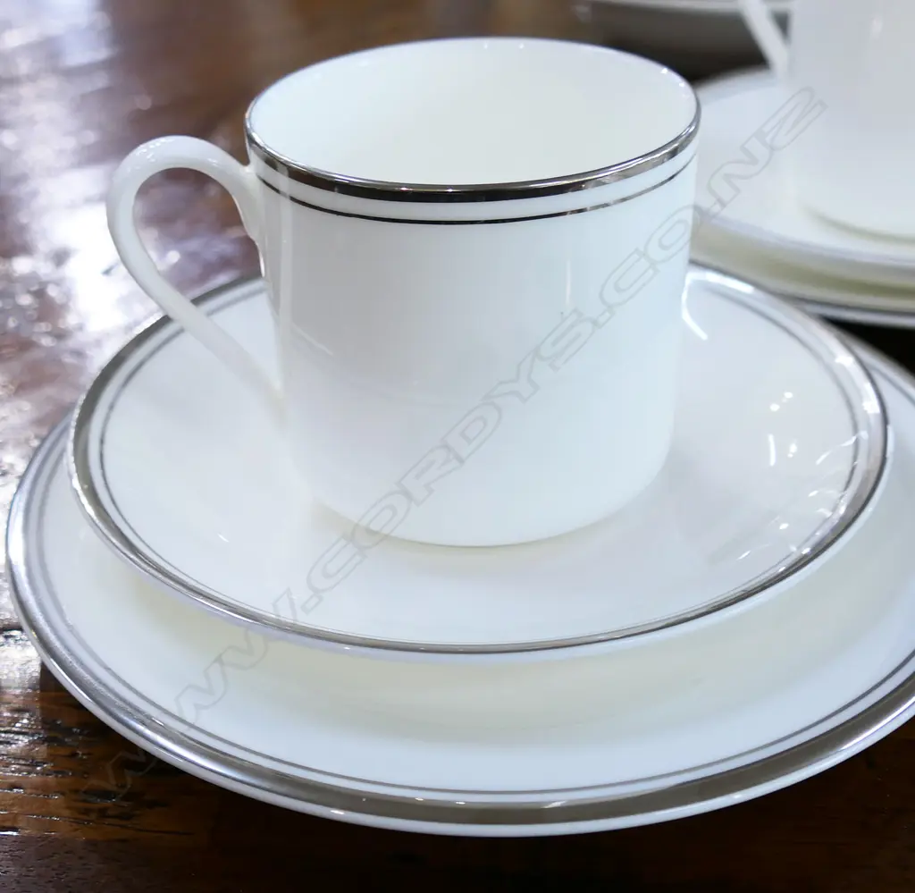ROYAL DOULTON 'PLATINUM CONCORD' 6-PLACE DINNER SERVICE, cups, saucers, side, entree & dinner plates Image 1++