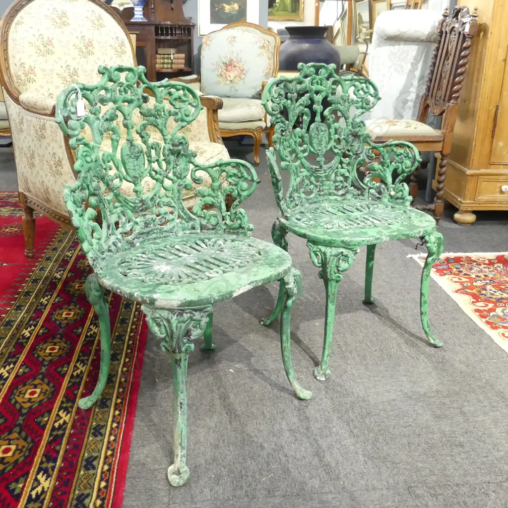 PR GREEN PAINTED PATIO CHAIRS Image 1++