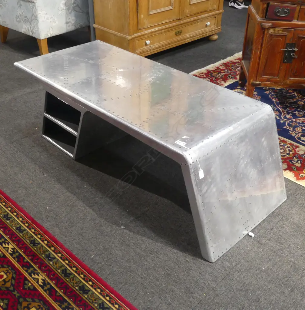 REPRODUCTION 'AVIATOR BLACKHAWK VALKERIE' COFFEE TABLE, 1450 x 600 x 450mm Image 1++