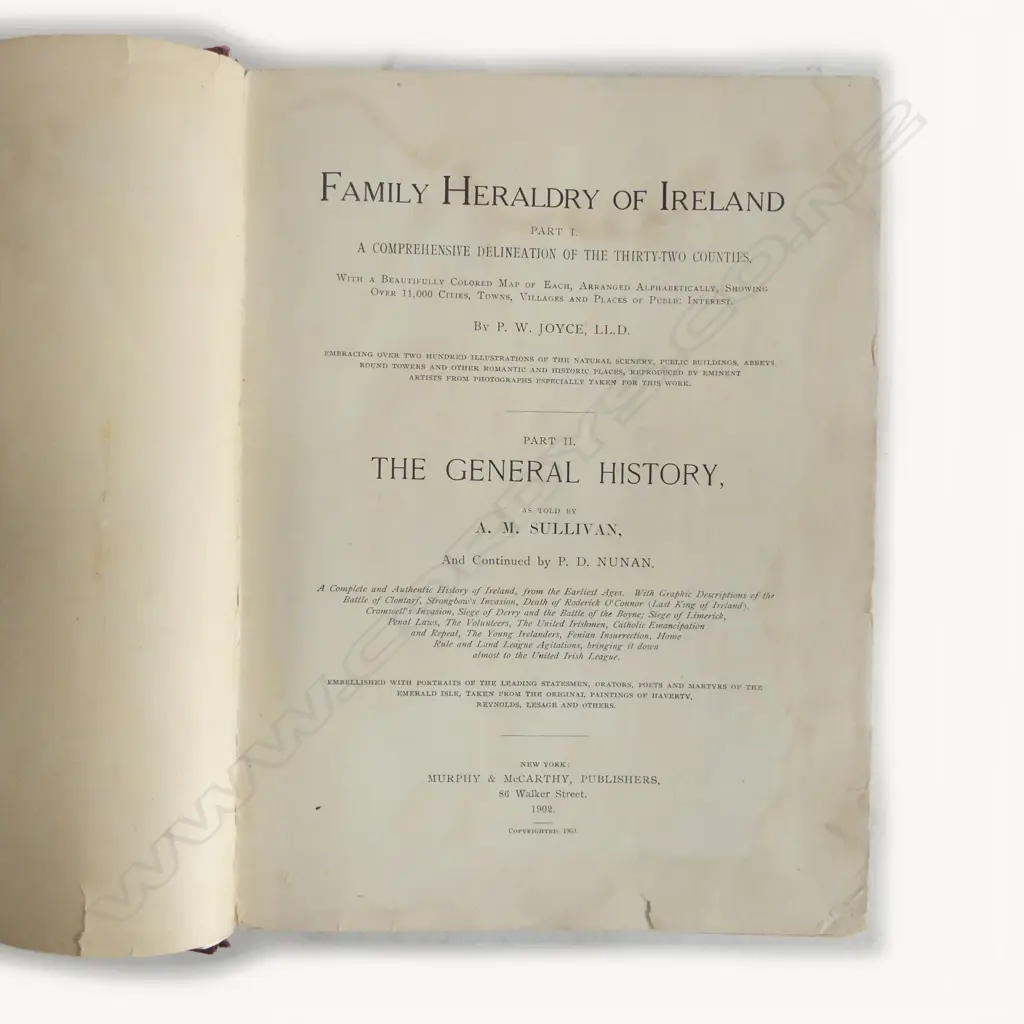 ANTIQUE BOOK; ATLAS & ENCYCLOPEDIA OF IRELAND incl. family heraldry crests, 1902 Image 1++