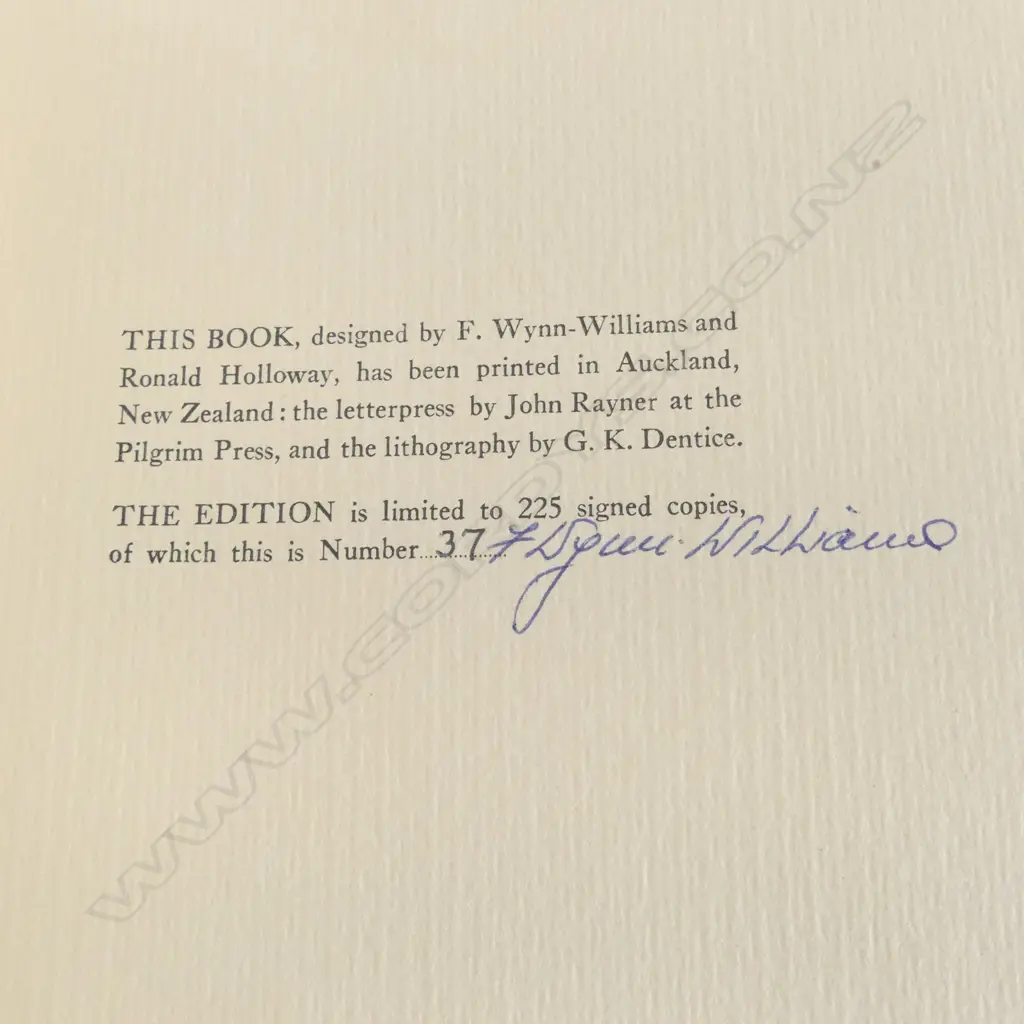 BOOK 'TE PONGA RAUA KO TE PUHIHUIA' THE ELOPEMENT BY F. WYNN-WILLIAMS, GRIFFIN PRESS 1961 37/225 SIGNED Image 1++