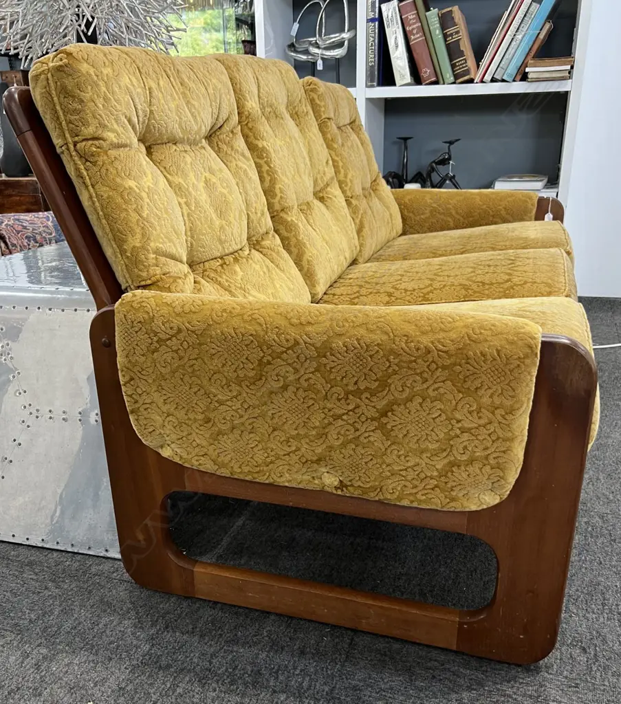 DON 3 SEATER SETTEE 1070's unusually with original upholstery in pretty good condition Image 1++