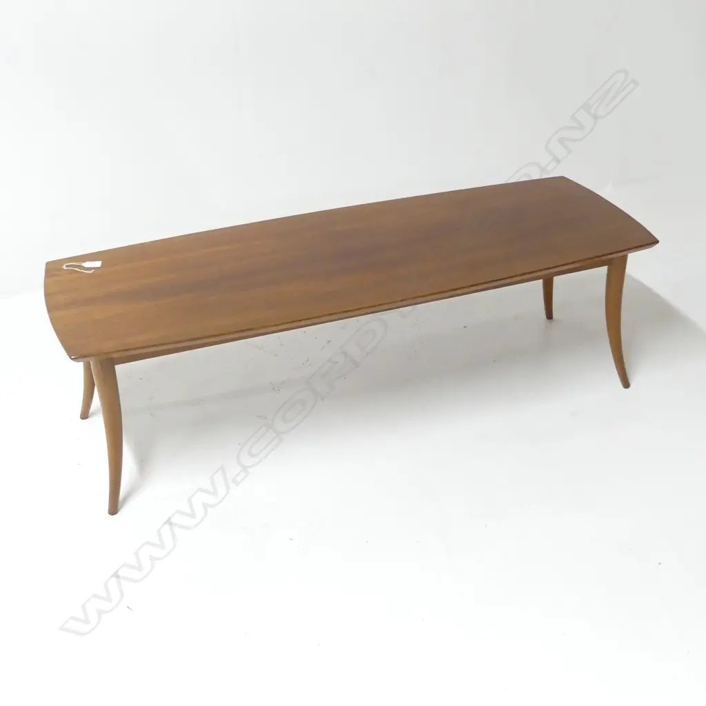 LONG 1970's COFFEE TABLE W SHAPED LEGS. NZ MADE Image 1++