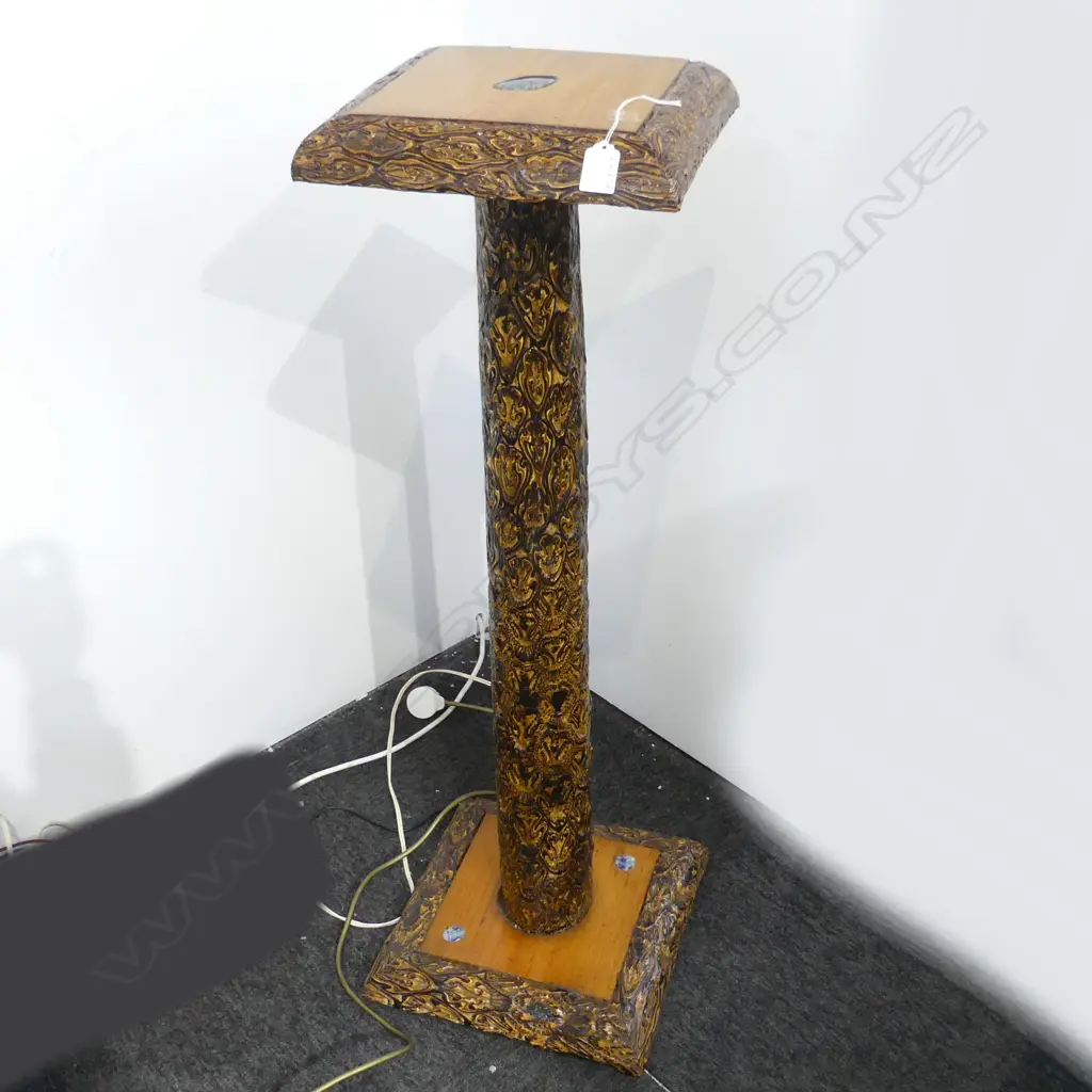 NZ VINTAGE PUNGA STAND with paua shell highlights H.980mm Image 1++