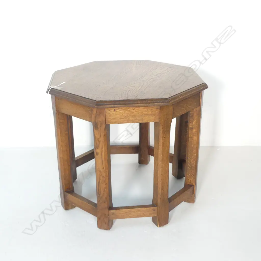 OCTAGONAL OAK SIDE TABLE 550mm dia, H.480mm Image 1++