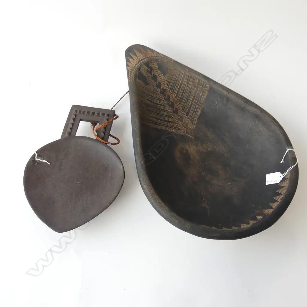PACIFIC ISLAND KAVA BOWL L500MM & WOOD SERVING PLATTER L310MM Image 1++