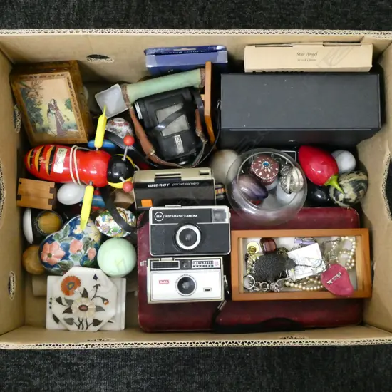 ASST. TRINKETS, BOXES, CAMERAS ETC