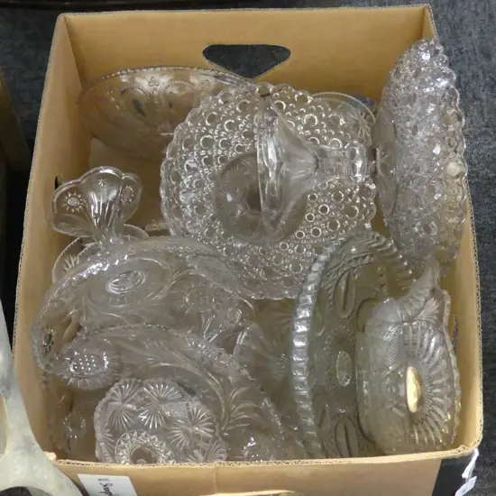 PRESSED GLASS COMPORTS ETC