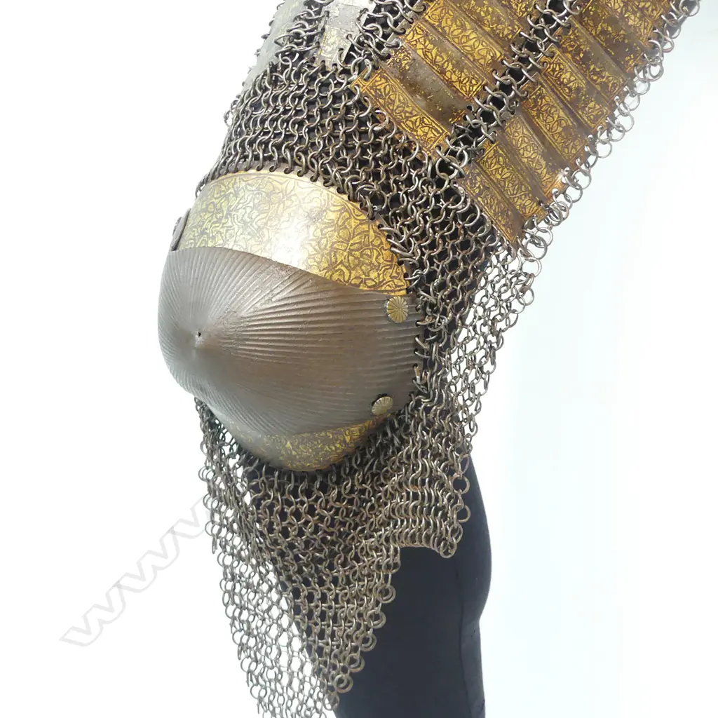 A 16th/17thC Ottoman-Turk or Persian mail, plate and lamellar cuisse or knee and thigh armour defenses, as worn by fully armoured cavalrymen, Image 1++