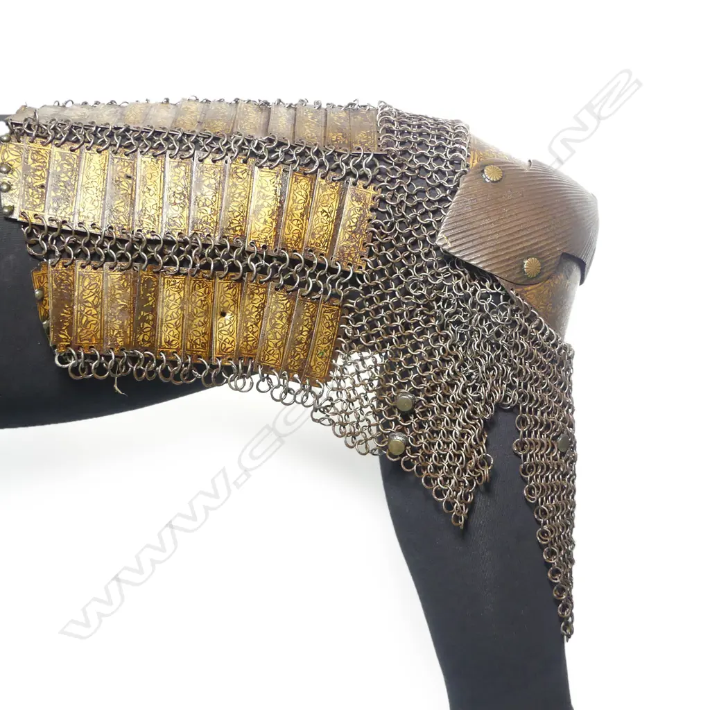 A 16th/17thC Ottoman-Turk or Persian mail, plate and lamellar cuisse or knee and thigh armour defenses, as worn by fully armoured cavalrymen, Image 1++