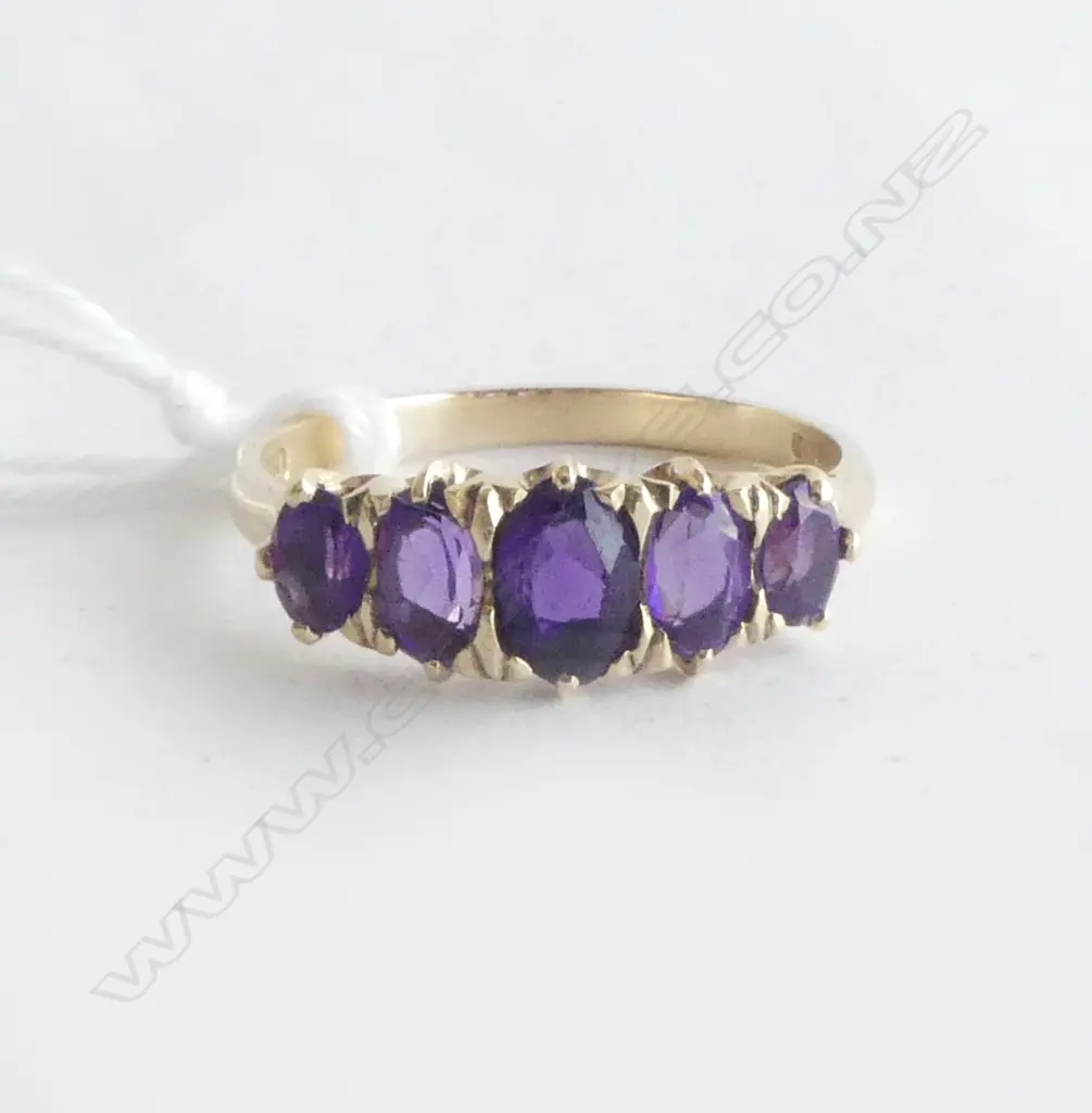 9CT YG AMETHYST 'BRIDGE' RING SIZE N  2.25gms RV $850 Image 1++