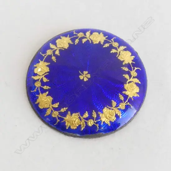 .800 SILVER BLUE GUILLOCHE ENAMEL & GILDED WATCH BACK minor loss to edge