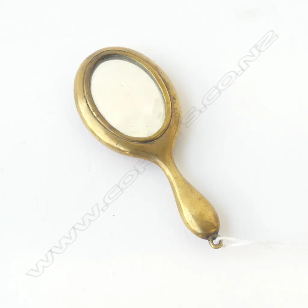VINTAGE MINIATURE GUILLOCHE ENAMEL FLORAL HAND MIRROR, L.75MM Image 1++