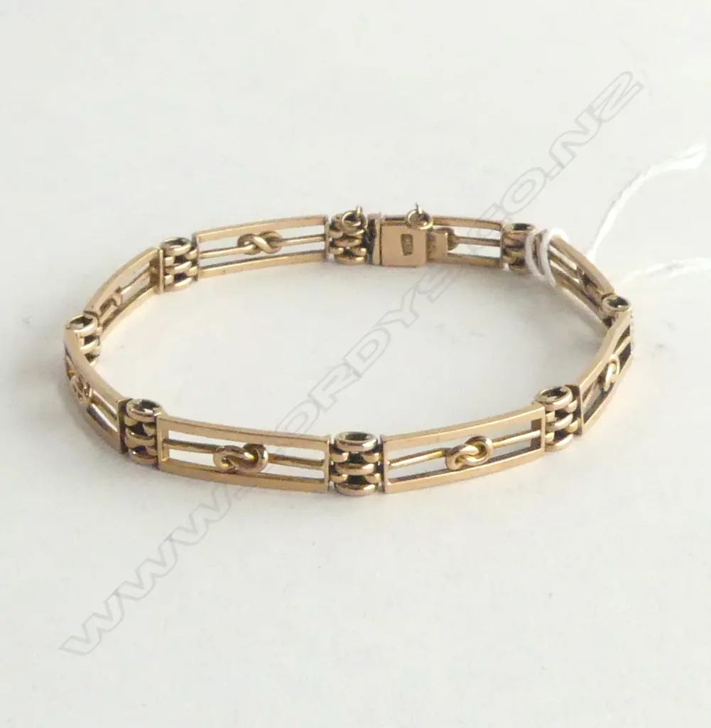 VINTAGE 9ct YELLOW GOLD GATE LINK BRACELET 9.55gms Image 1++