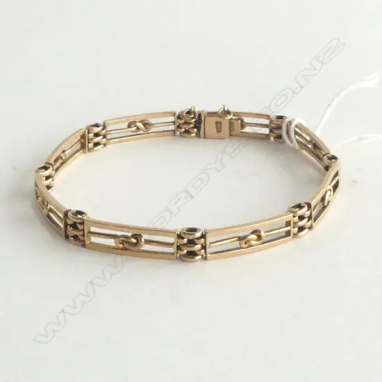 VINTAGE 9ct YELLOW GOLD GATE LINK BRACELET 9.55gms