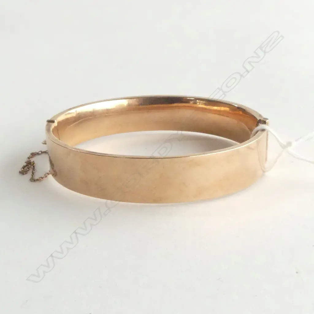 9ct ROSE GOLD HALF HINGED BANGLE wax filled 23.6gms Image 1++