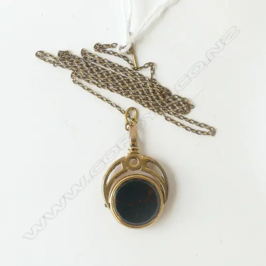 GOLD (POSSIBLY 15CT)  FOB NECKLACE ON R/G CHAIN  8.3 gms