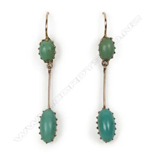 PR 9CT TURQUOISE DROP EARRINGS 2.3gms
