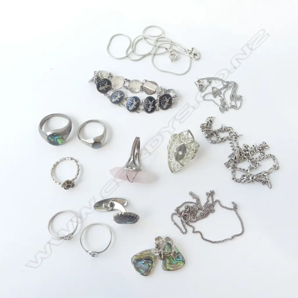 925 SILVER JEWELLERY INCL. CHAINS, RINGS ETC Image 1++