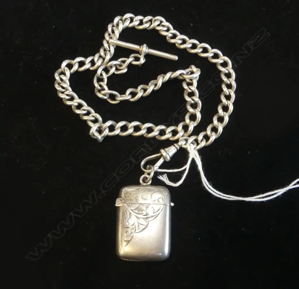 STG SILVER VESTA B'HAM 1924 ON FOB CHAIN 57gms Image 1++