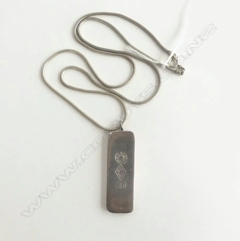 30gm .999 SILVER INGOT ON SILVER CHAIN  Image 1++