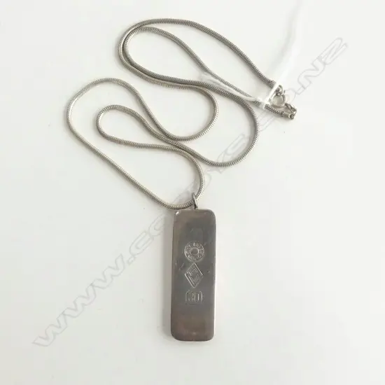 30gm .999 SILVER INGOT ON SILVER CHAIN 