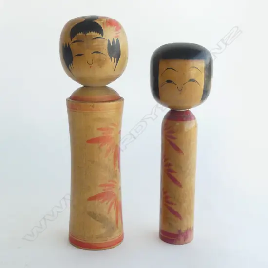 TWO 1950s SIGNED JAPANESE KOKESHI DOLLS