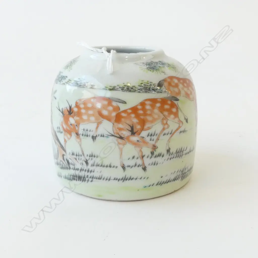 REPUBLIC PERIOD WATER POT DEER PATTERN HONGXIAN MARKS BY MEI FENGQIAO H.80mm Image 1++