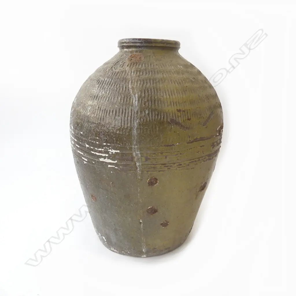 reputedly 300 YEAR OLD ORIENTAL POTTERY VASE H.350mm Image 1++