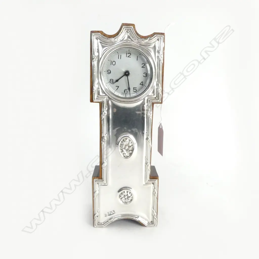 STG SILVER CLOCK; NOVELTY LONG CASE SHAPE, B'HAM 1907 H.225mm Image 1++