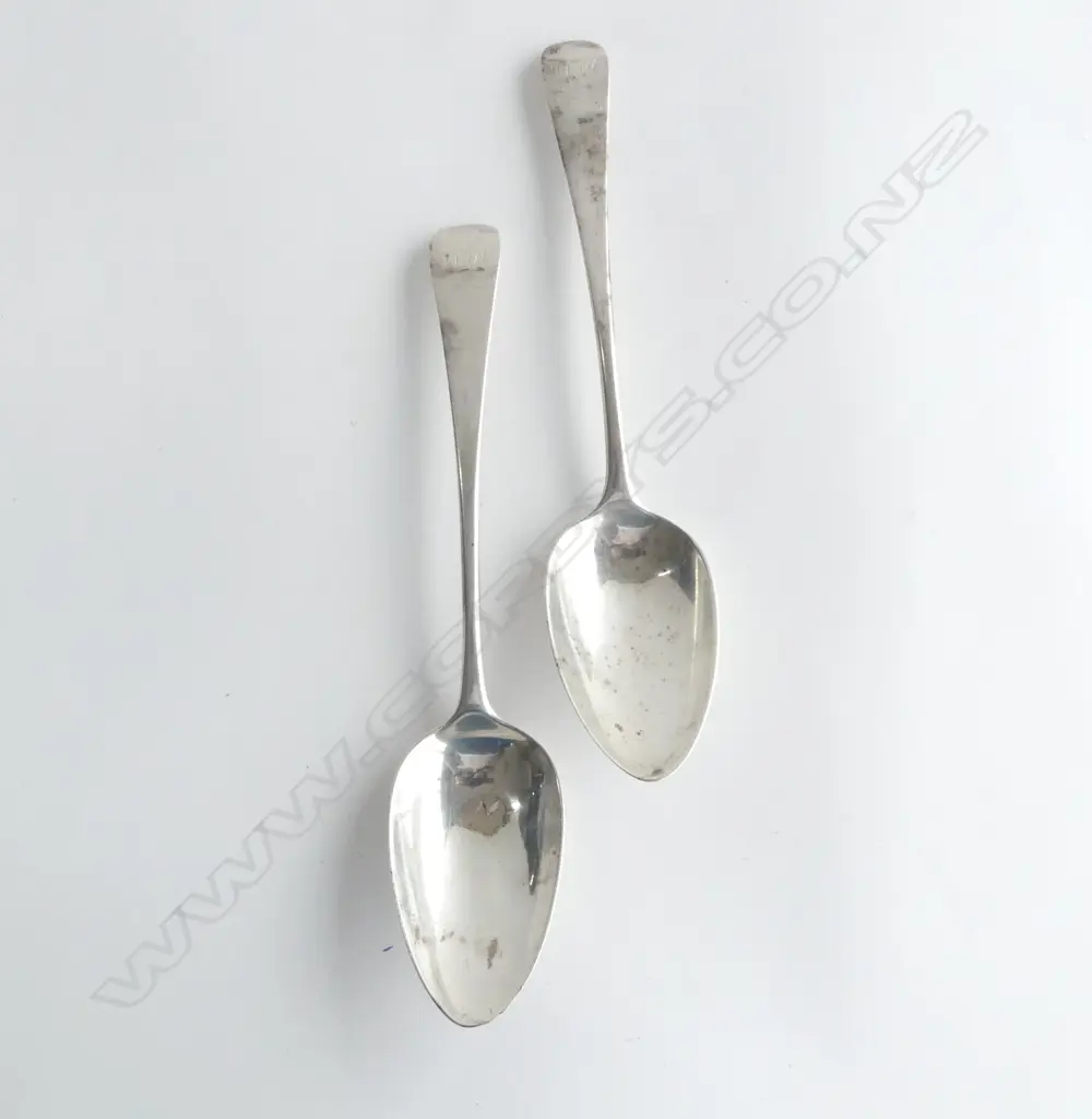 PR GEORGE III SILVER OLD ENGLISH TABLE SPOONS London 1794  124gms Image 1++