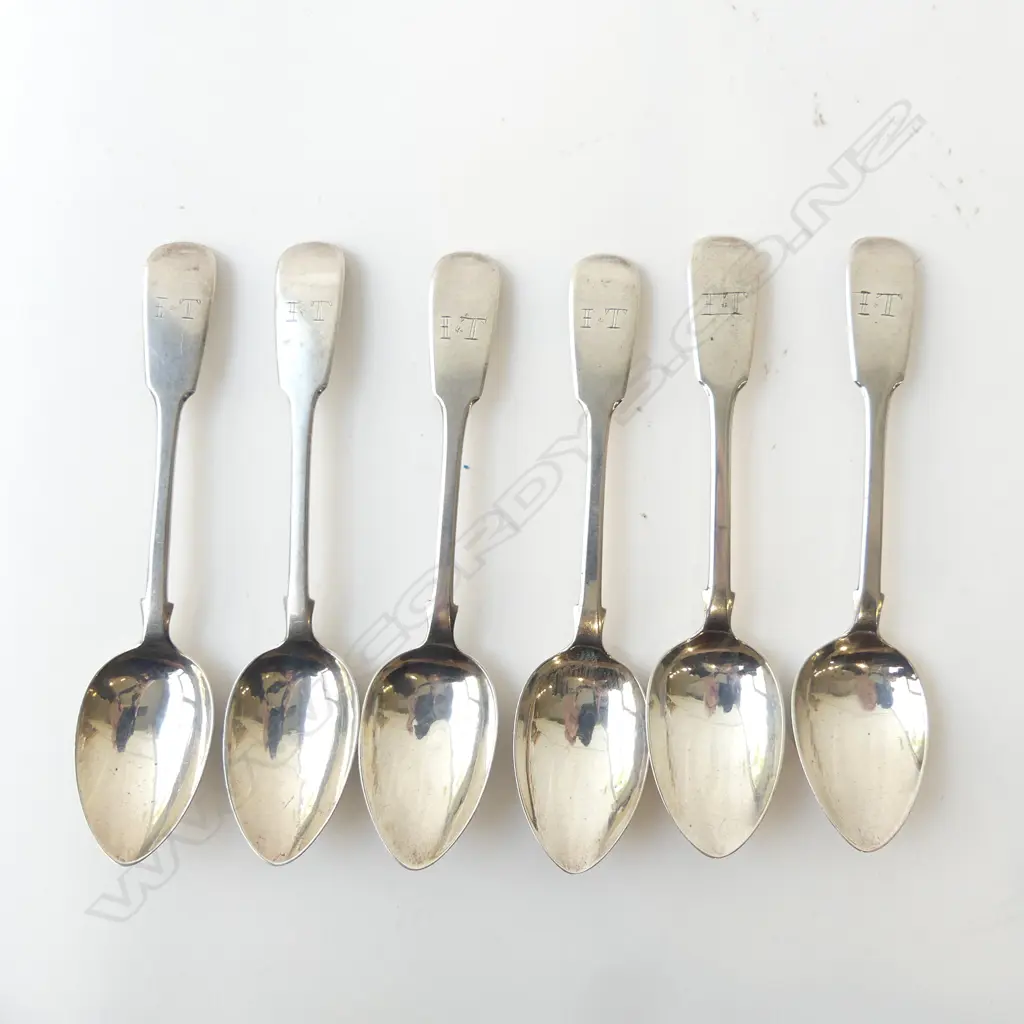 set 6 SILVER 1839 TEASPOONS Fiddle pattern Exeter 78gms Image 1++