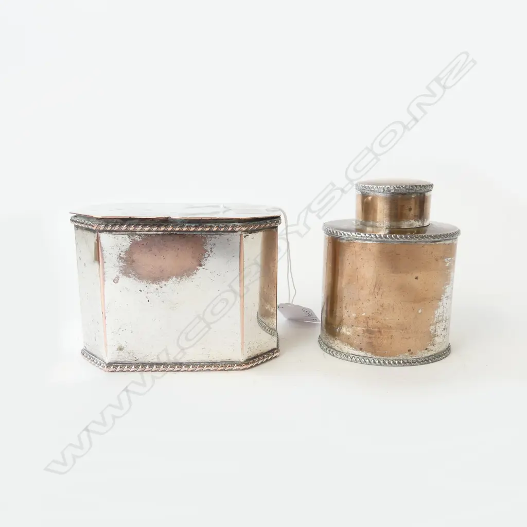 2 OLD SHEFFIELD PLATE TEA CADDIES H.100mm Image 1++