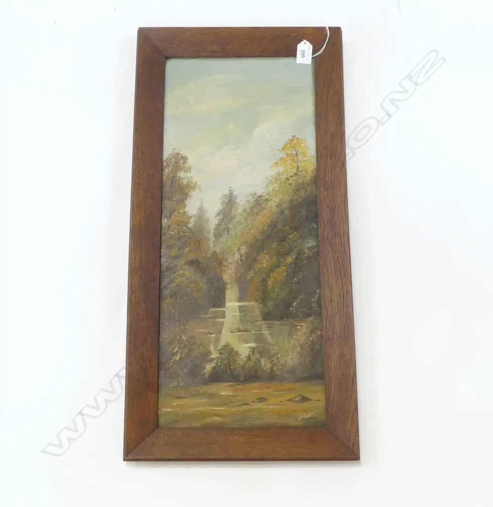 COLONIAL WATERFALL OIL ON BOARD 240X590mm Image 1++