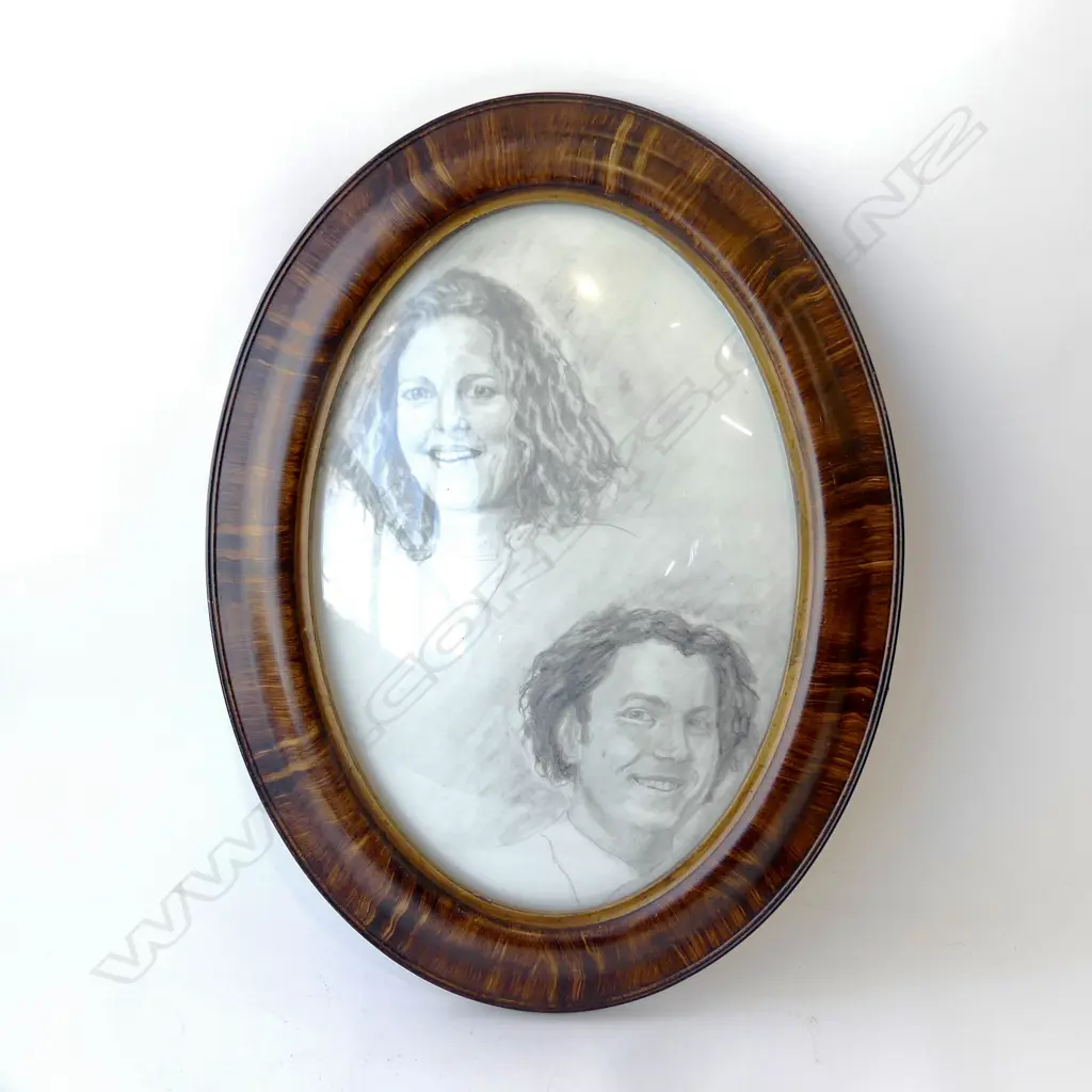 PENCIL DOUBLE PORTRAIT IN OVAL FRAME 480x330mm Image 1++