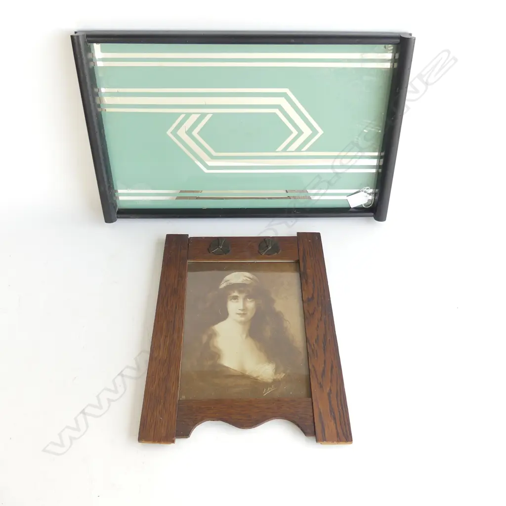 LONG DECO TRAY L.490mm & OAK FRAMED DECO PRINT ' A.ASTI' H.340mm Image 1++