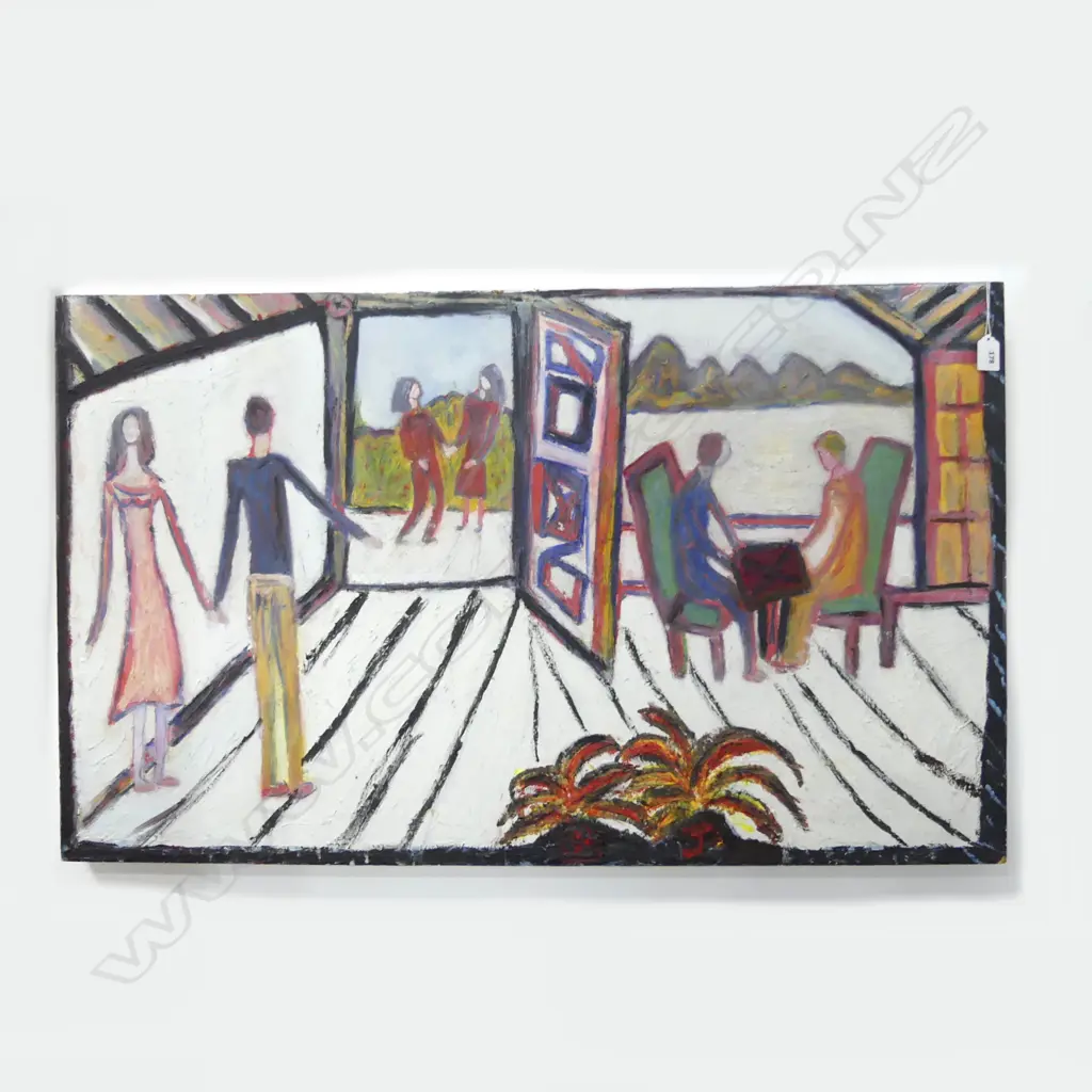 LEE FELTHAM ABSTRACT W. 3 COUPLES ACRYLIC ON BOARD 600x990mm Image 1++