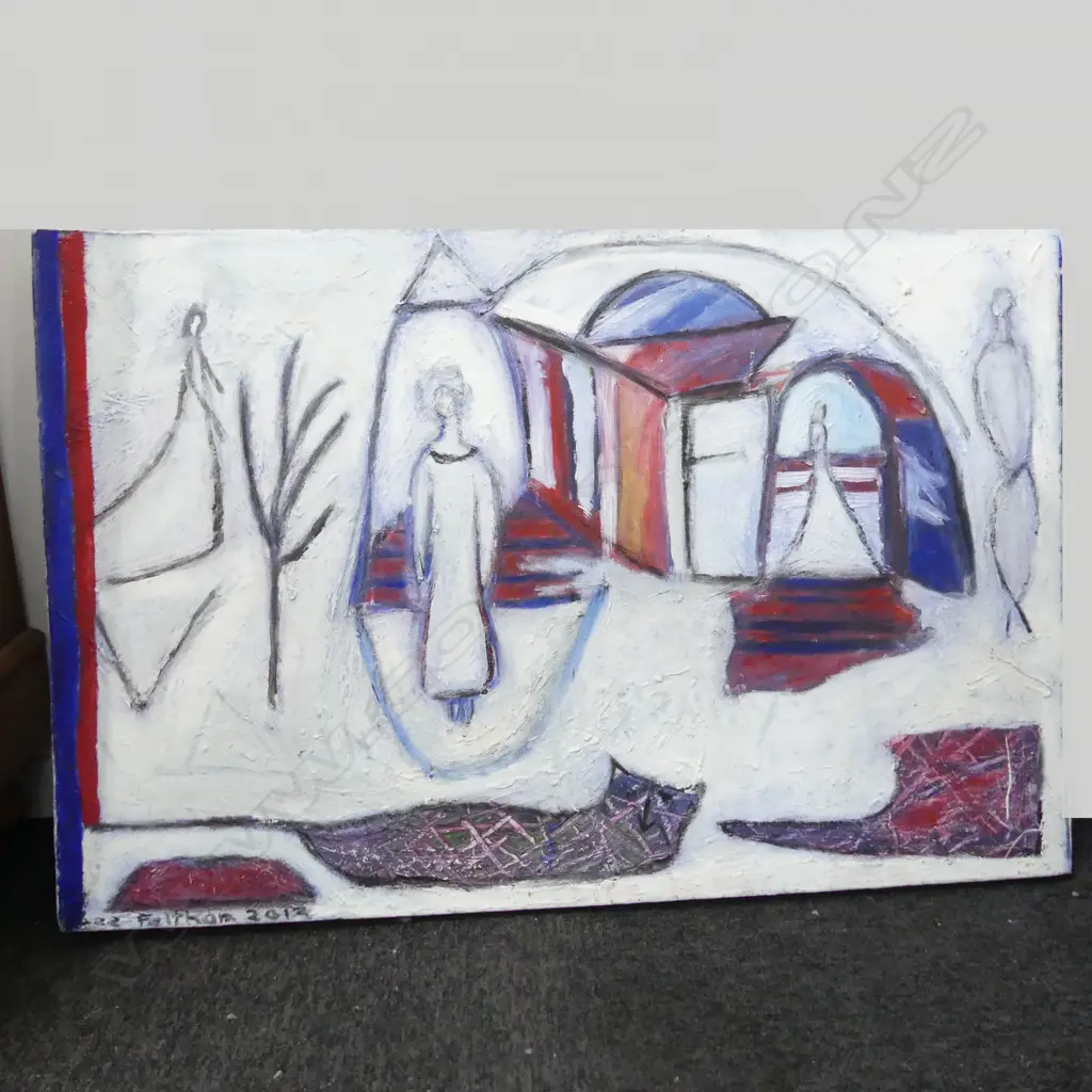 LEE FELTHAM ABSTRACT w. 4 FIGURES ACRYLIC ON CANVAS 2013 610x915mm Image 1++