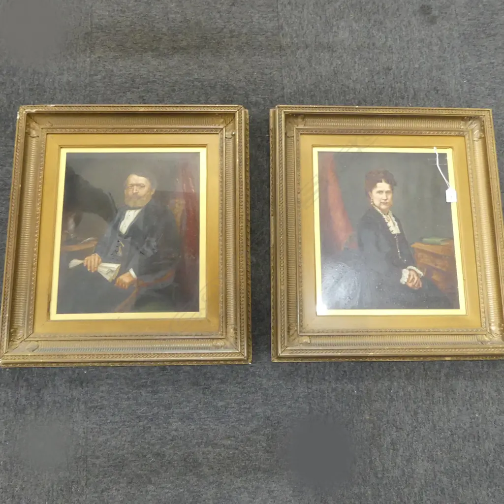 PR LATE 19thC PORTRAITS, OIL OVER PHOTO IMAGE, 390x325mm Image 1++