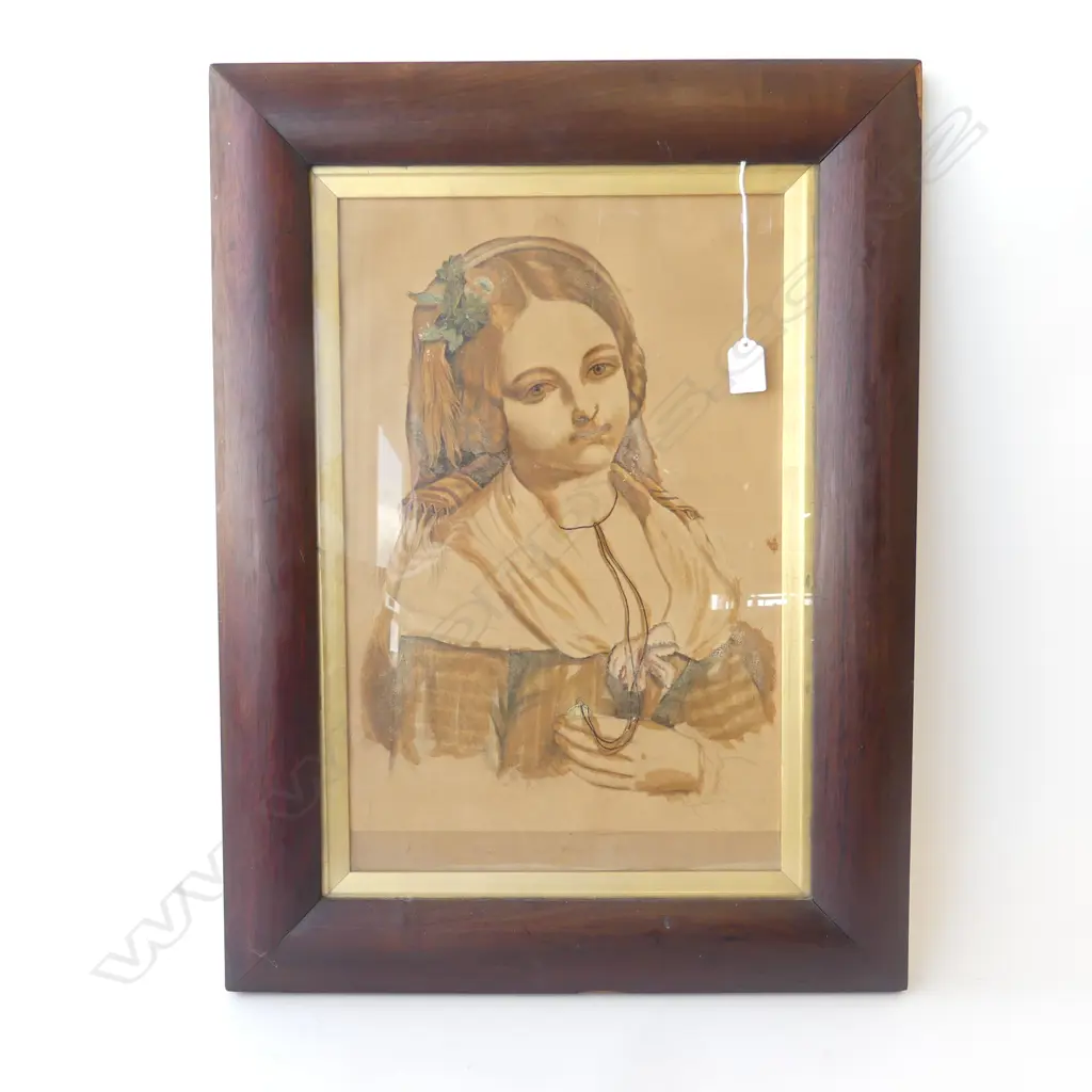 MID 19thC PORTRAIT, INSCRIPTION 'DRAWN BY MARGARET ROBSON AT MINTO SCHOOL, 1850' 470x305mm Image 1++