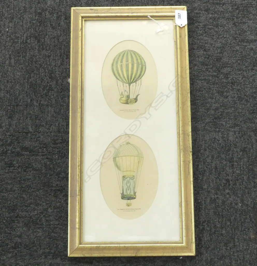 COLOURED ITALIAN BALLONIST PRINT H490 W230MM Image 1++