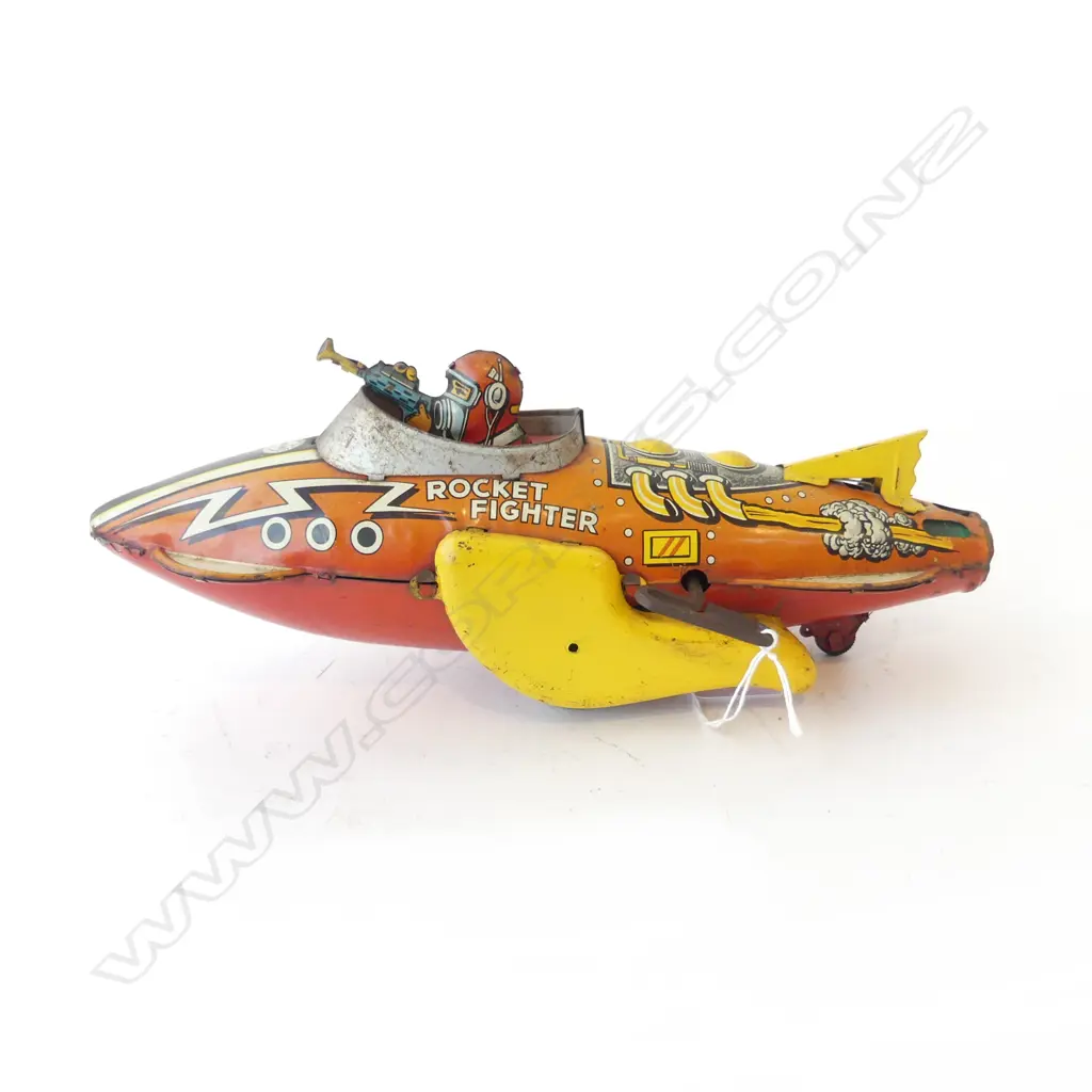 VINTAGE TIN TOY ROCKET FIGHTER  MAR TOYS USA L300MM Image 1++