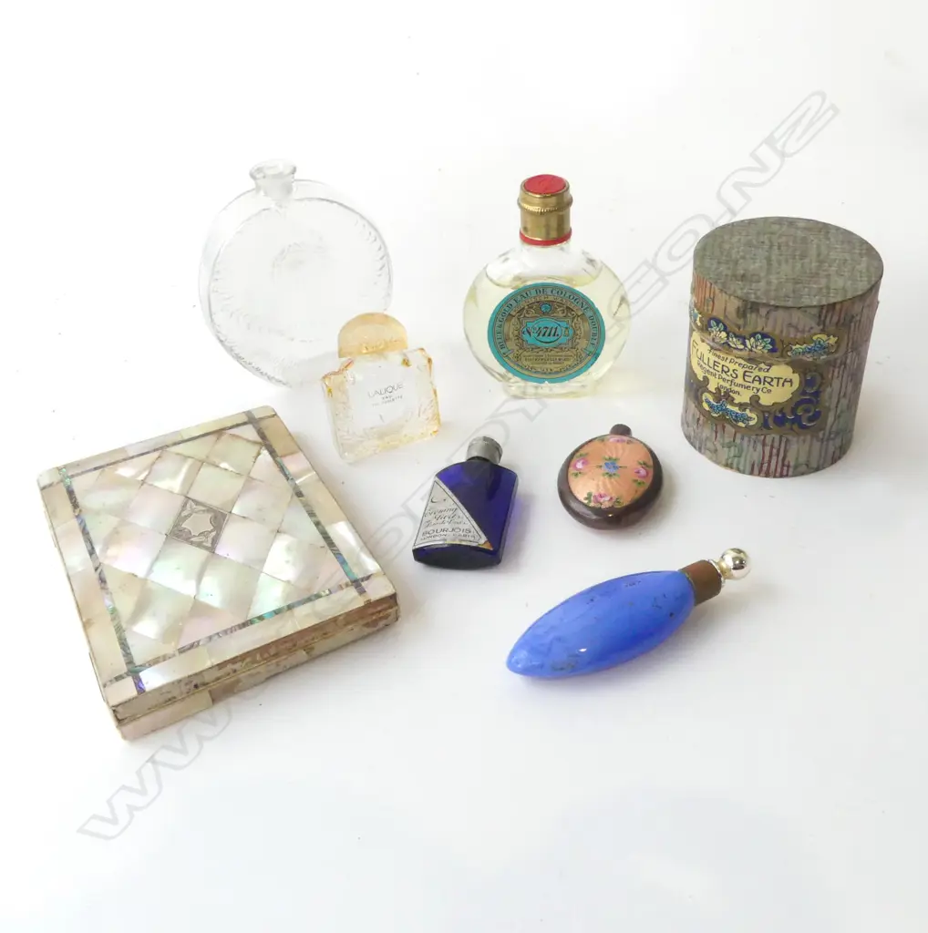 MOTHER OF PEARL CARD CASE (A/F) & ASSTD. PERFUMES LALIQUE, ETC Image 1++