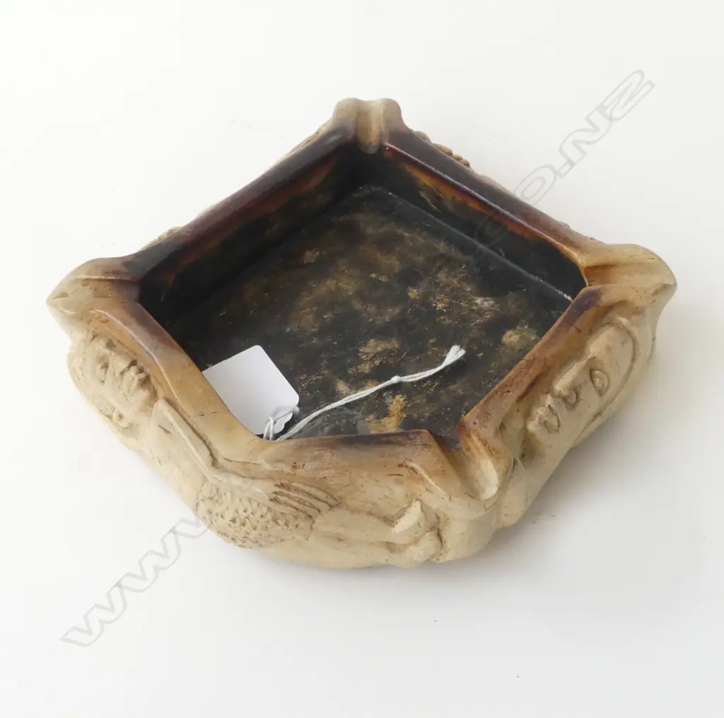 VINTAGE MEERSCHAUM CARVED ASHTRAY AFRICAN FIGURES (EX KENYAN OFFICERS CLUB), L.155MM H.45MM Image 1++